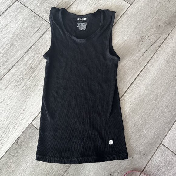Y2K Element Womens Black Ribbed Tank Top - Fitted Sleeveless Design‎ - Picture 7 of 10